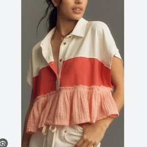 Anthropologie Pilcro the Bonfire Rugby Stripe Top S